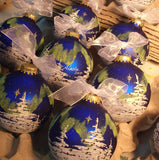 CHRISTMAS STAR  hand-painted glass ball Christmas ornament