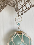 Mermaid Floats lightweight glass and net ornament with beaded ornament hook